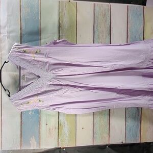 Lavender Dress with Embroidered Flowers and Lace